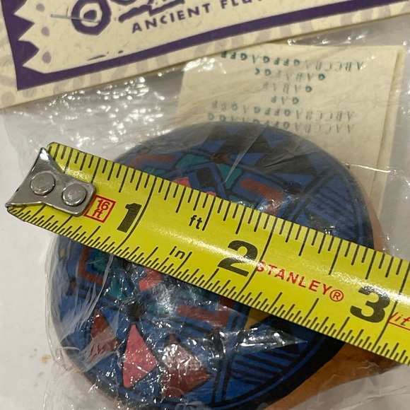 Peruvian Vintage MultiHole Handpainted Clay Ocarina Flute Whistle Necklace NEW - Picture 3 of 13